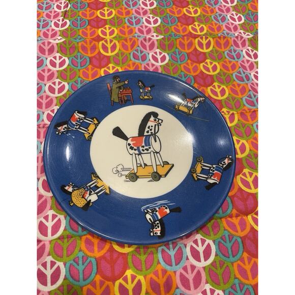 Vintage Ornamin Horse Melamine Bowl & Plate Kids story folk gold Scandinavian - Picture 2 of 5